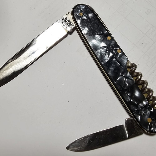 Vintage Inox Solingen Multitool Knife gray pearl used