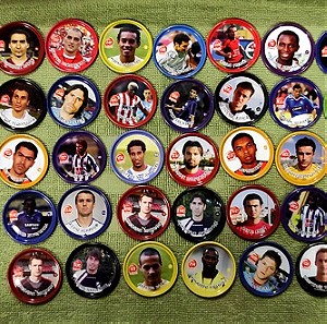 Συλλογή 48 μεταλλικές τάπες ποδοσφαιριστών 2007-2008 σε άριστη κατάσταση (50 ευρώ)