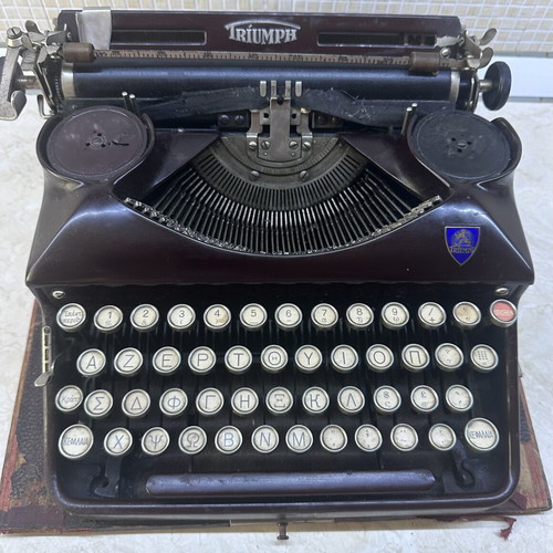 Triumph typewriter used, German 1930s with Greek letters