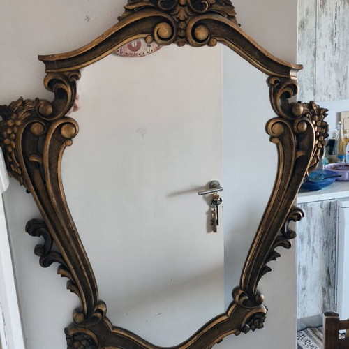 Baroque mirror with ornate wooden frame 86x64 cm