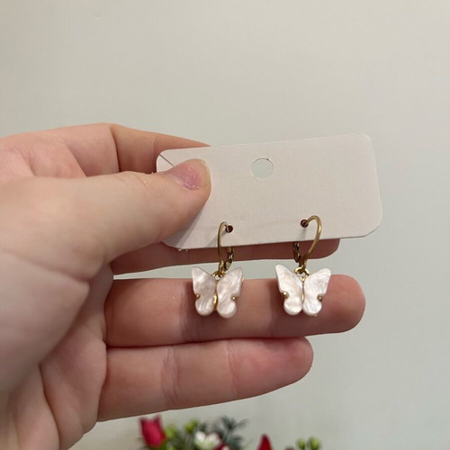 Butterfly earrings light pink handmade