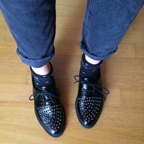 Bershka patent leather moccasins used, size 41 with studs