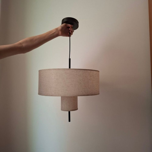 Aca Anafi single pendant ceiling light E27 black Φ40cm