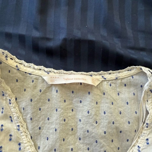 Summer blouse Zara like new, white and blue, size S