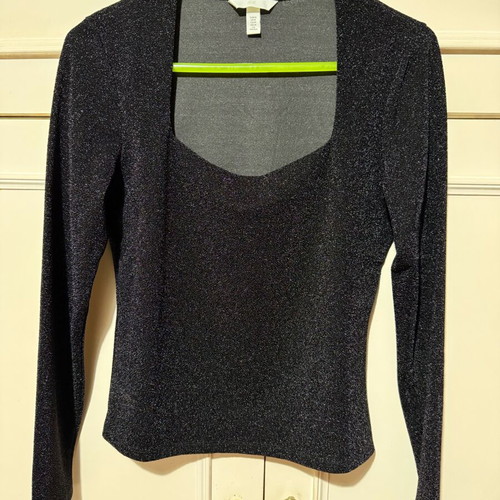 H&M Long Sleeve Jersey Top Black New, Size M