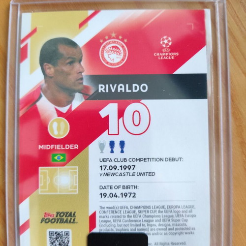 Topps Total Football Rivaldo Olympiacos Next Goal Wins card like new, limited 50