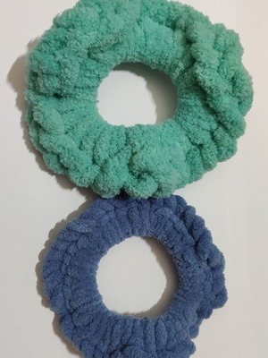 Scrunchies χειροποίητα πλεκτά puffy, σετ 2, καινούργια
