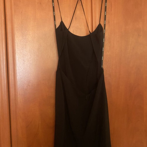 Black fitted backless dress with slit by Nadia Rapti new
