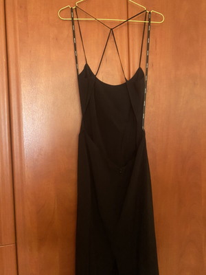 Black fitted backless dress with slit by Nadia Rapti new