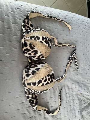 Med bikini top 85B like new with padding, brown and gold