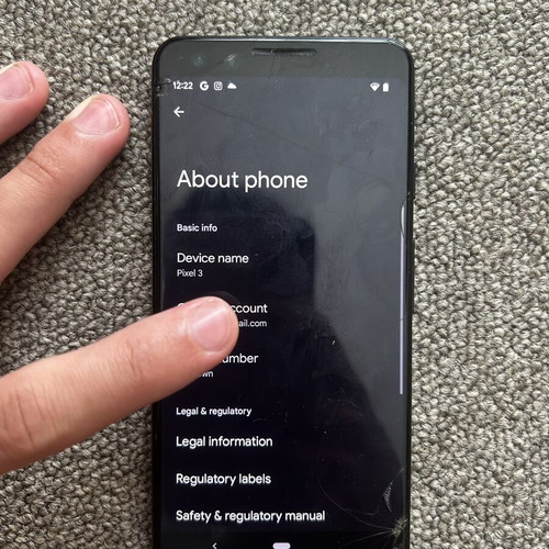Google Pixel 3 64GB smartphone, unlocked, cracked screen