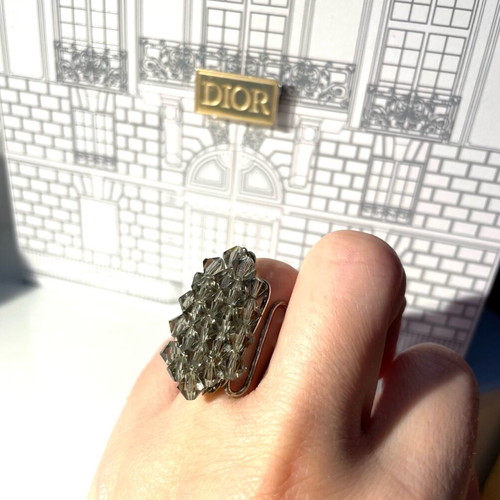 Handmade ring with Swarovski stones like new, gray and silver