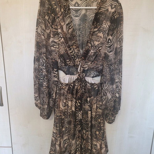 Φόρεμα Lynne καινούργιο animal print 38αρι μπεζ-μαύρο