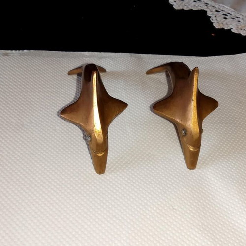 Vintage brass dolphin pair 1970-80 collectible, 10 cm, like new
