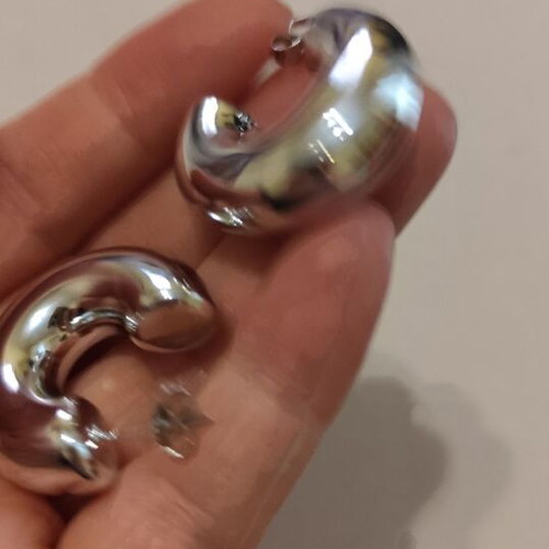 Earrings silver hoop made of stainless steel new
