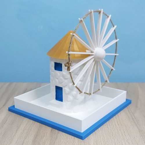 Milos Windmill Flowerpot 3D printed and hand painted
