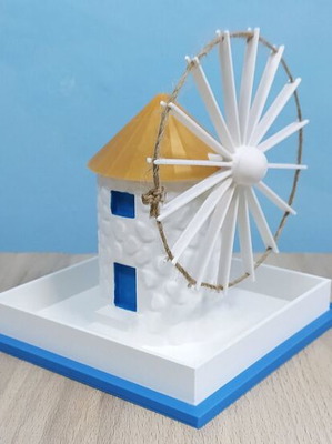 Γλαστράκι Μήλος Ανεμόμυλος 3D printed και βαμμένο στο χέρι