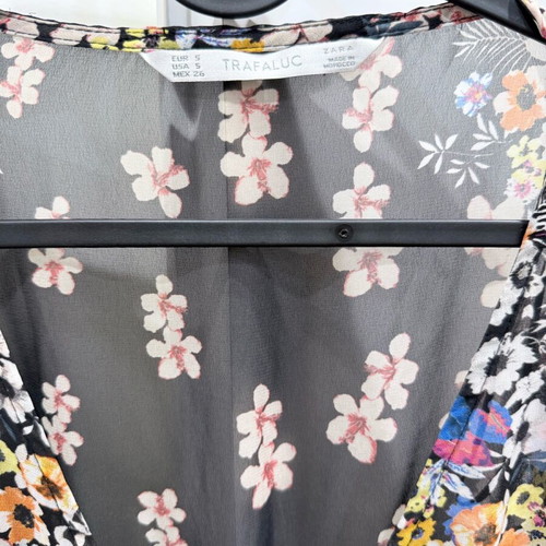 Zara long semi-transparent dress like new, black multicolor, size S