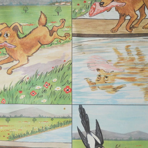 Old school map used, The dog and the piece of meat