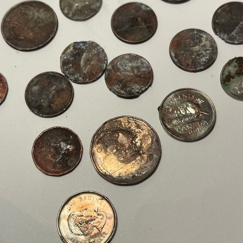 Coins used from Canada and USA, 17 pieces