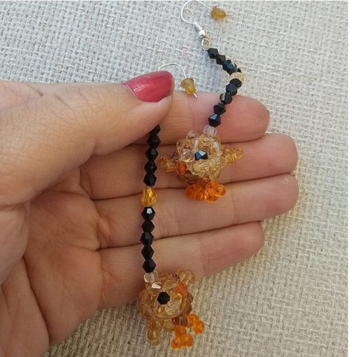 Long chicken-shaped earrings with Swarovski crystals new