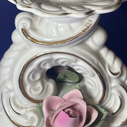 Antique Dresne decorative candle holder handmade porcelain 1970 new