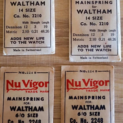 Watch mainsprings for Waltham and Hamilton, pack of 20, New Old Stock