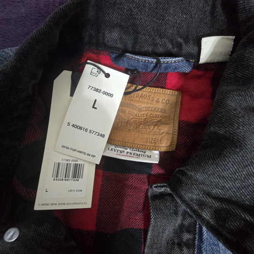 Levi's Premium Big E Type 2 Hybrid Trucker Jean Jacket Woodsman Denim size L