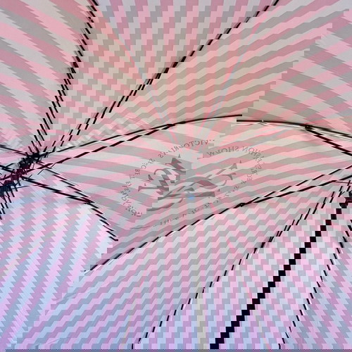 Ομπρέλα Victoria’s Secret 2024 Fashion Show μεγάλη, καινούργια, ριγέ λευκό-ροζ