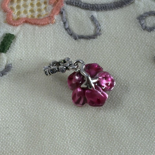 Pandora hibiscus charm pendant, pink