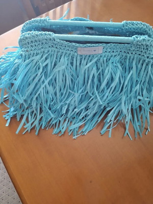 Clutch χειρός με κρόσσια, φοδραρισμένο, μπλε