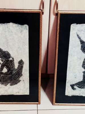 Traditional Thai Rice Paper Paintings like new, set of 4 with frames