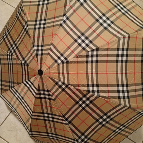 Burberry folding umbrella and Johnstones of Elgin cashmere scarf used