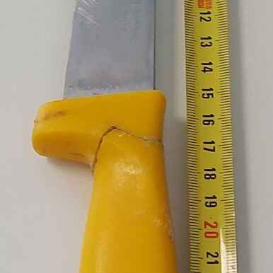 Professional kitchen knives and sharpener set, used