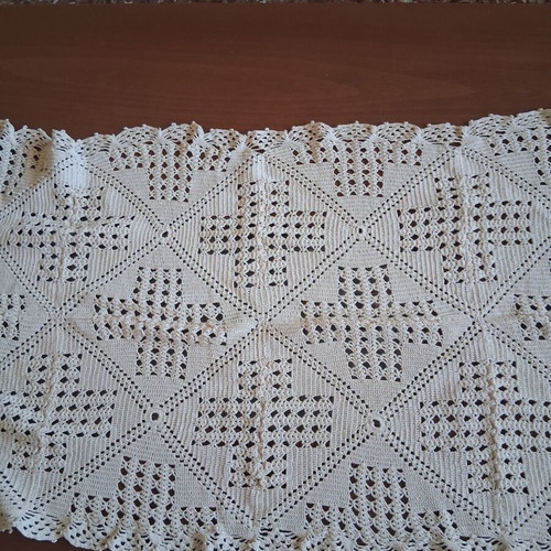 Rectangular table linen handmade, used, beige color