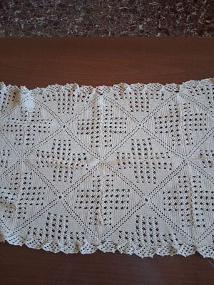 Rectangular table linen handmade, used, beige color