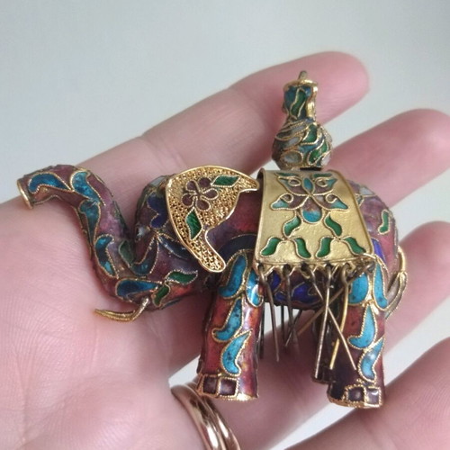 Cloisonne elephant figurine used, collectible, small