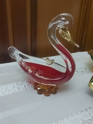 Murano crystal ducks and ashtray set