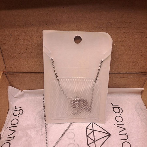 Steel necklace with zircon teardrop new, adjustable
