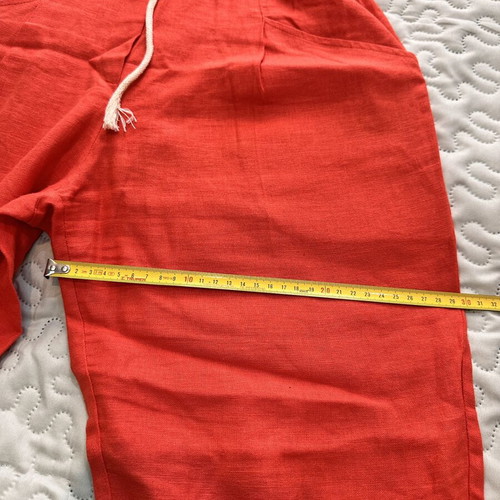 Bershka linen pants high-waisted coral red like new, size M