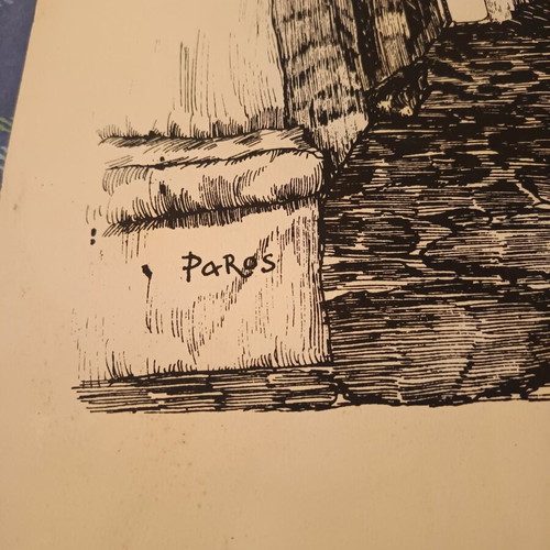 Paros print artwork by Nikolas Katsouros used, 1980s