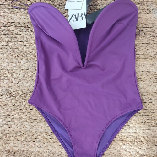 Zara purple one-piece swimsuit new, size small