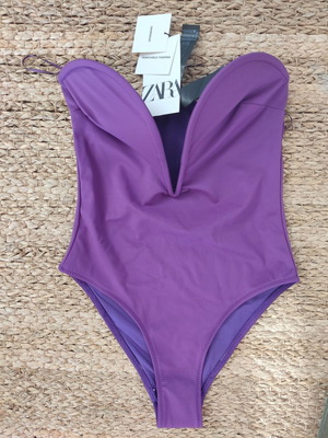 Zara purple one-piece swimsuit new, size small