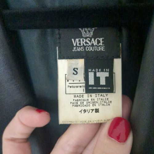 Gianni Versace vintage women's leather coat, black lamb nappa