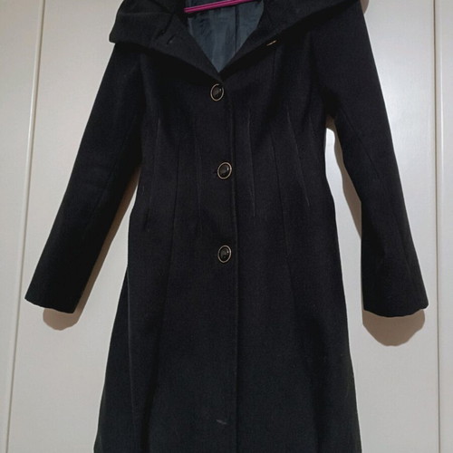 Rinascimento coat like new, black with gold buttons and balloon hem
