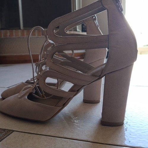 Kaperneka Beige Caged Lace-up Sandals with Block Heel used, size 40