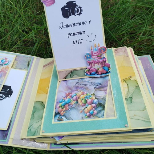 Handmade scrapbook album with pop-up elements "My Unforgettable Birthday" new