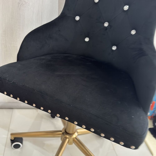 Office chair with wheels velvet fabric and crystals like new