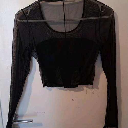 Black see-through top like new, size S, black