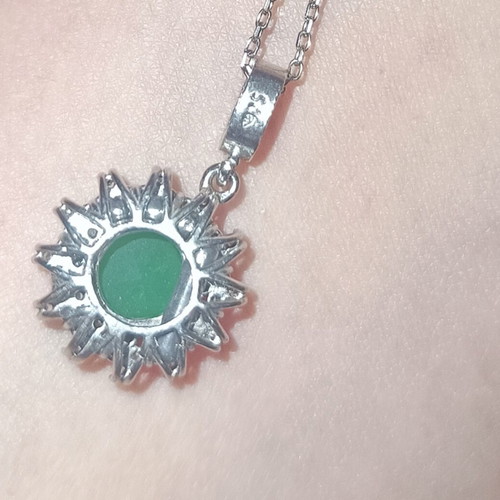 Silver necklace 925 with green stone new
